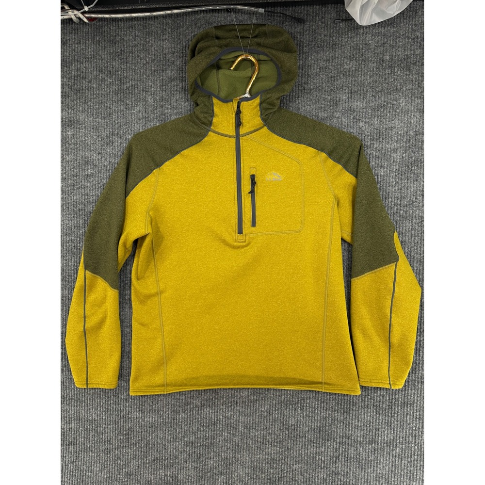 L.L. Bean Ridge Runner 1/4 Zip Hoodie Mens L Yellow Green Excellent 296699